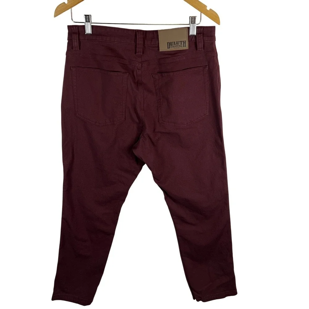 Duluth Trading‎ Co Mens Flex Fire Hose Pants Burgundy Straight Fit 32x30